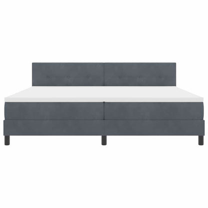 LED Boxspringbett mit Kopfteil Dunkelgrau 200 x 200 cm Samt