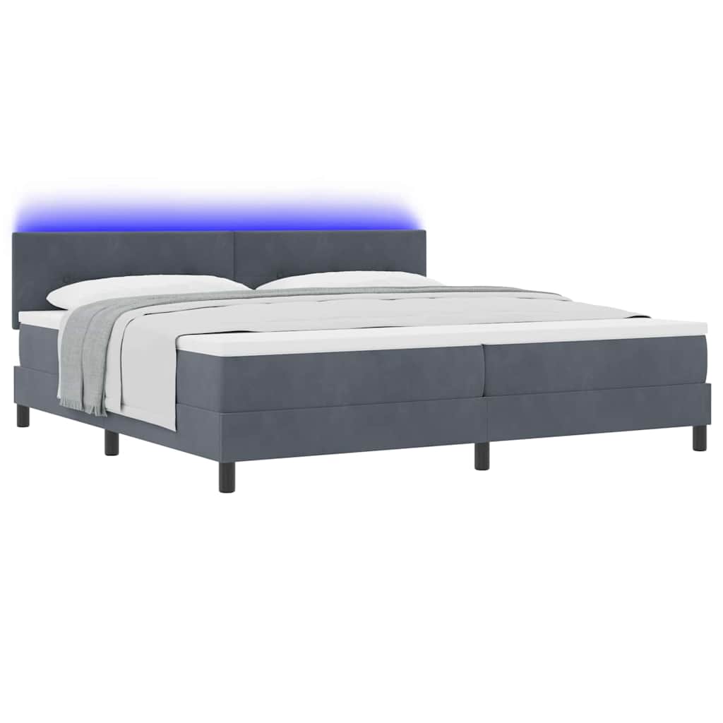 Boxspringbett mit Kopfteil Dunkelgrau 200 x 200 cm Samt