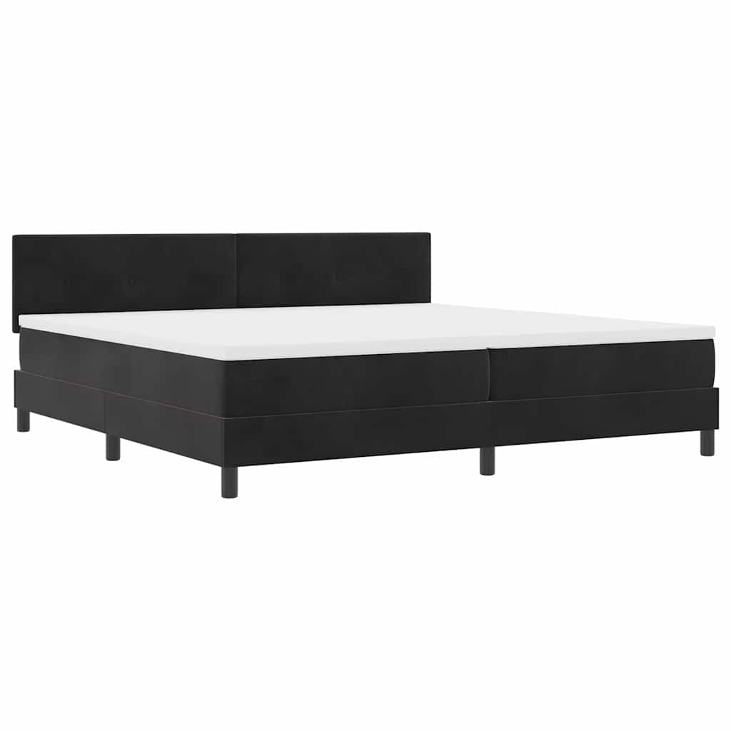 Boxspringbett mit Kopfteil Schwarz 200 x 200 cm Samt