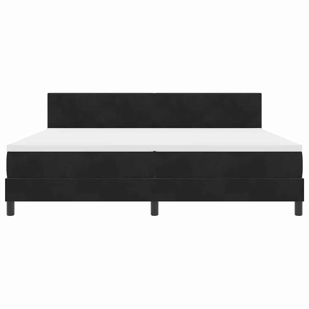 LED Boxspringbett mit Kopfteil Schwarz 200 x 200 cm Samt