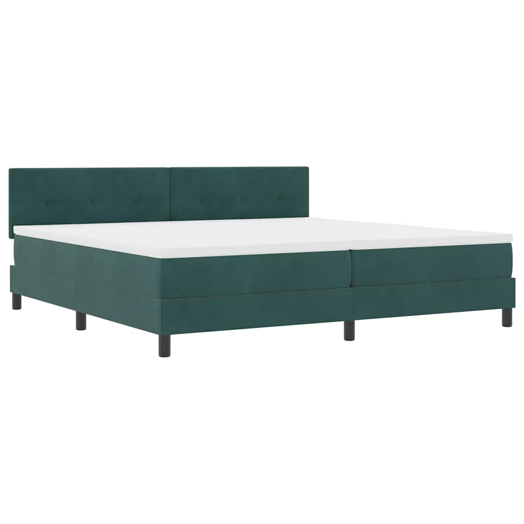 LED Boxspringbett mit Matratze Dunkelgrün 200 x 200 cm Samt