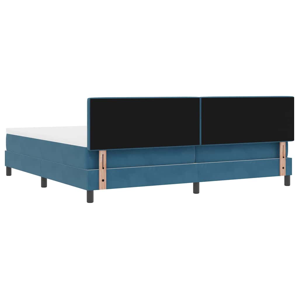 LED Boxspringbett mit Matratze Dunkelblau 200 x 200 cm Samt