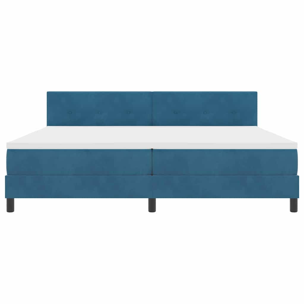 LED Boxspringbett mit Matratze Dunkelblau 200 x 200 cm Samt