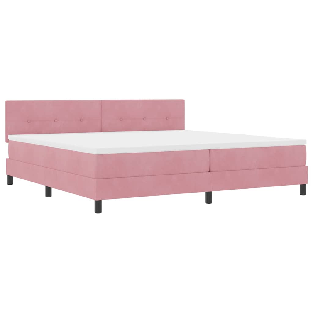 LED Boxspringbett mit Kopfteil Rosa 200 x 200 cm Samt