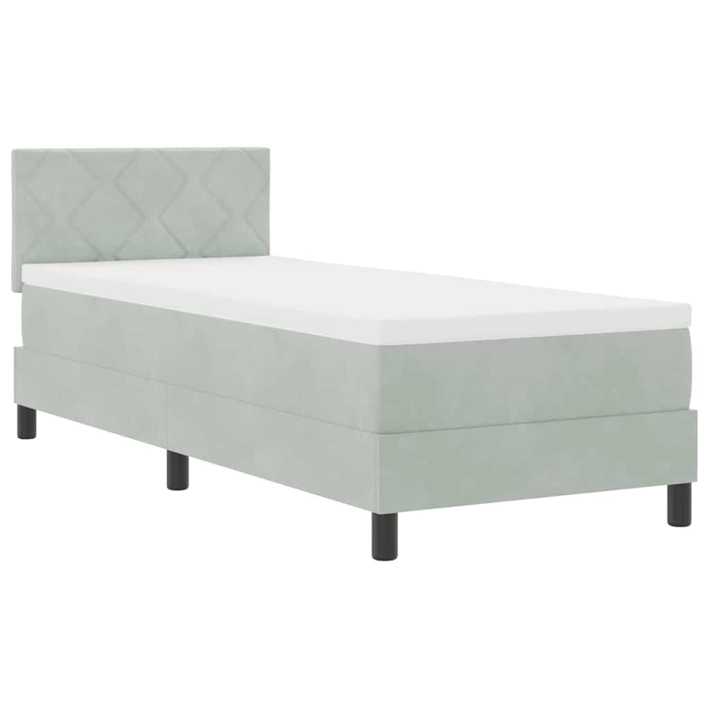LED Boxspringbett mit Kopfteil Hellgrau 80 x 200 cm Samt