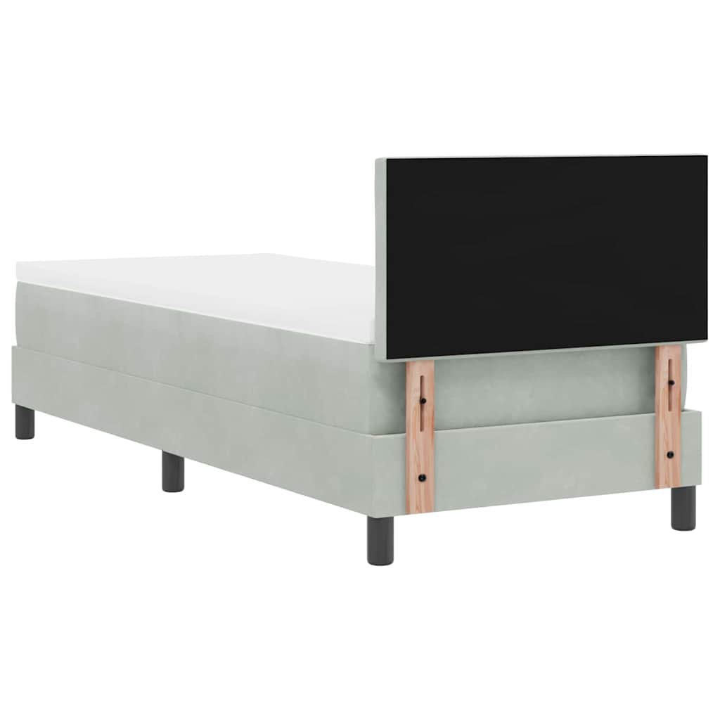 LED Boxspringbett mit Kopfteil Hellgrau 80 x 200 cm Samt