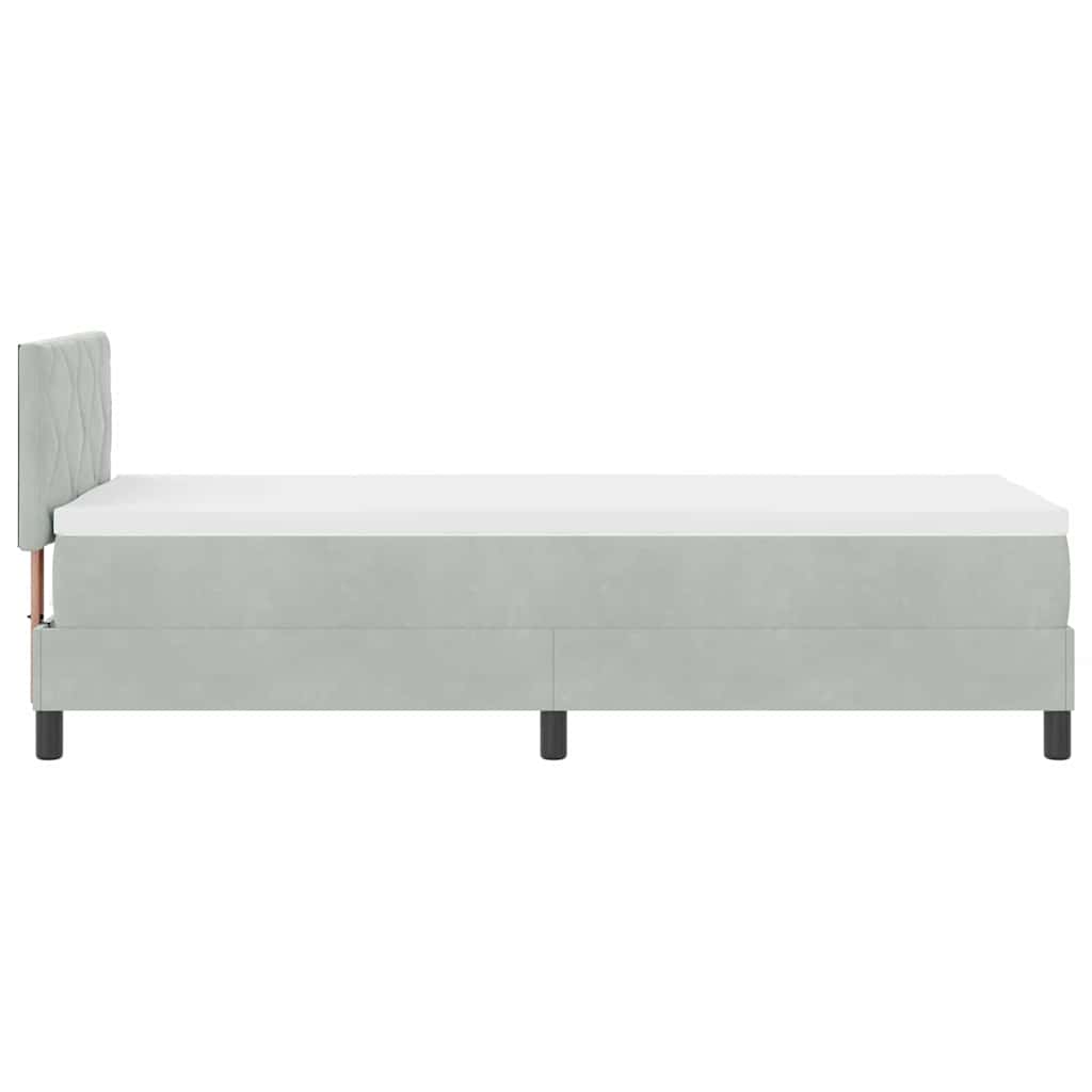 LED Boxspringbett mit Kopfteil Hellgrau 80 x 200 cm Samt