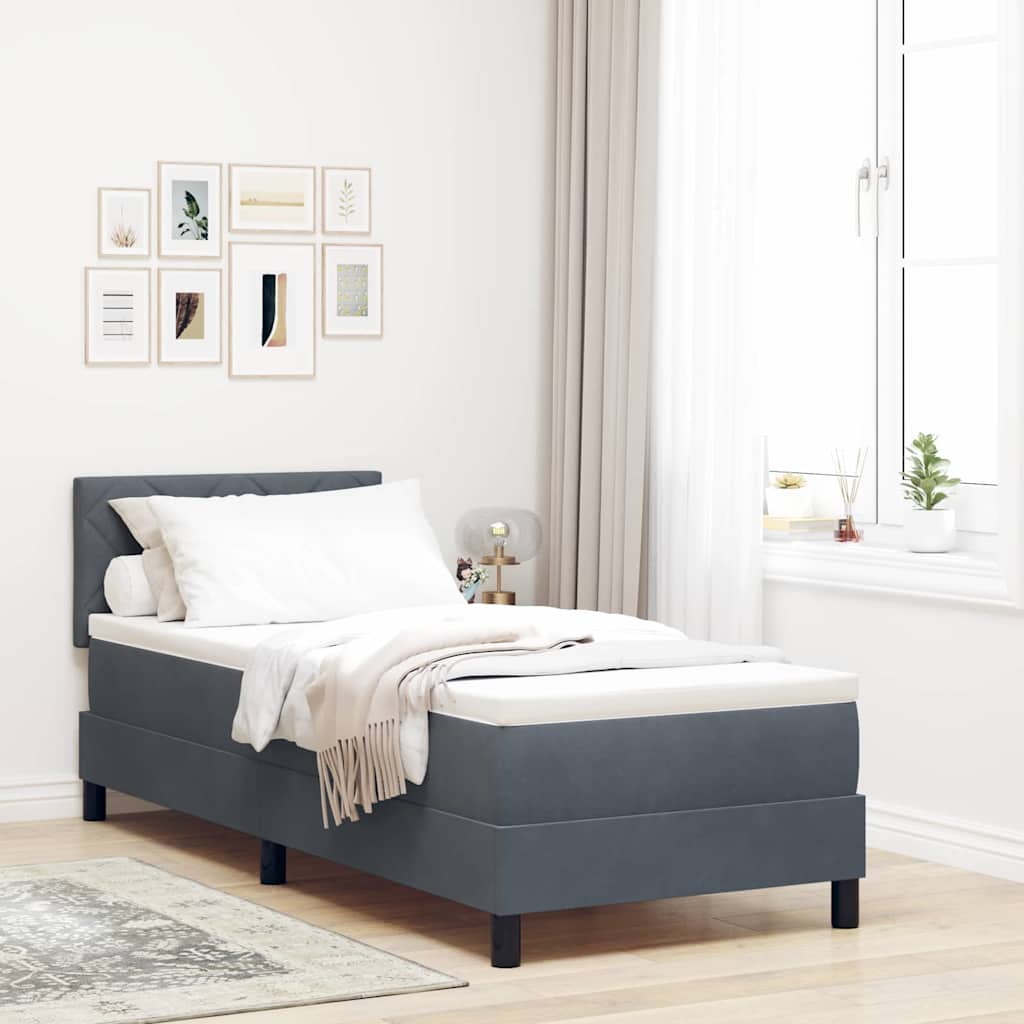 LED Boxspringbett mit Kopfteil Dunkelgrau 80 x 200 cm Samt