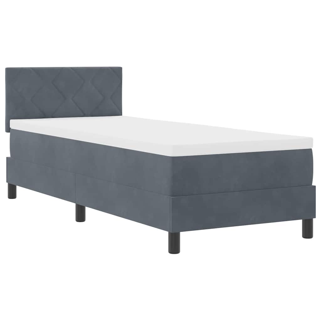 LED Boxspringbett mit Kopfteil Dunkelgrau 80 x 200 cm Samt