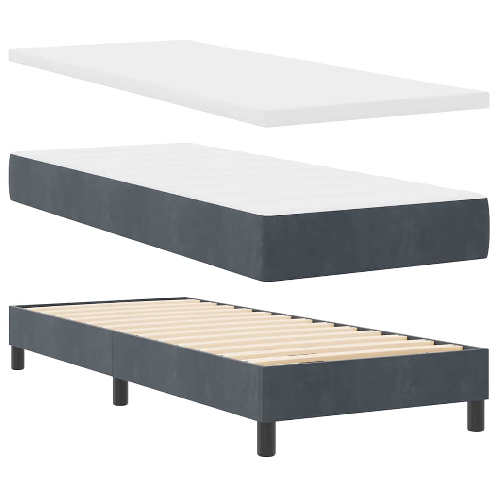 LED Boxspringbett mit Kopfteil Dunkelgrau 80 x 200 cm Samt