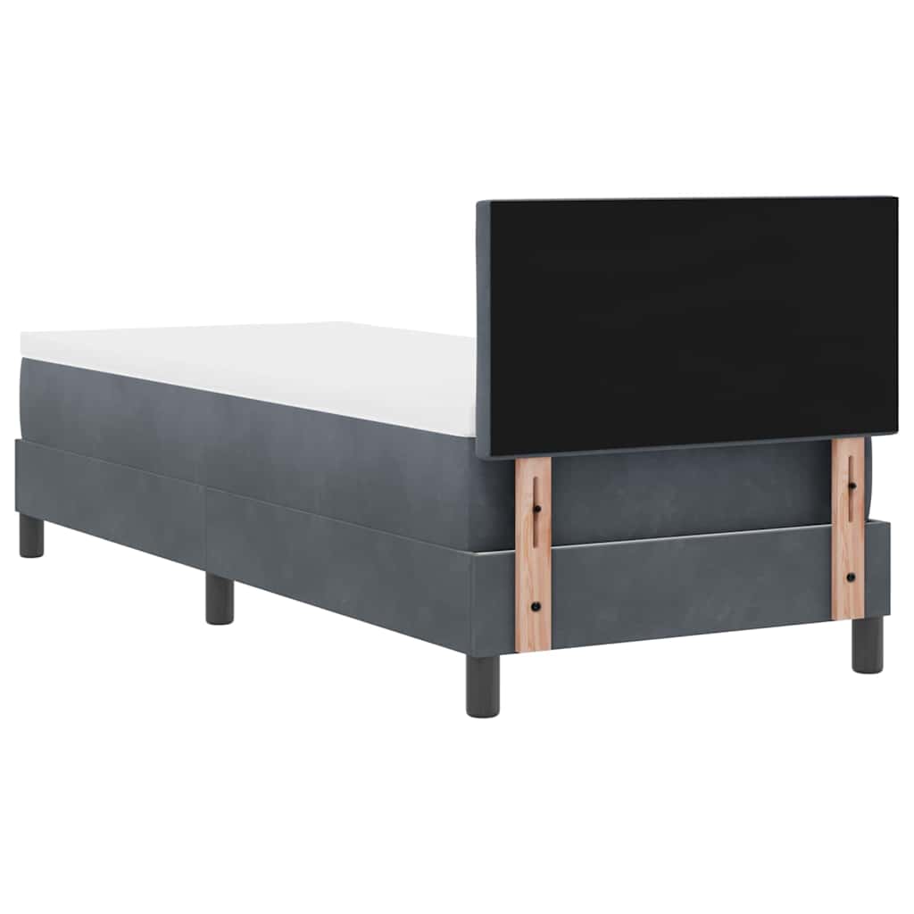 LED Boxspringbett mit Kopfteil Dunkelgrau 80 x 200 cm Samt