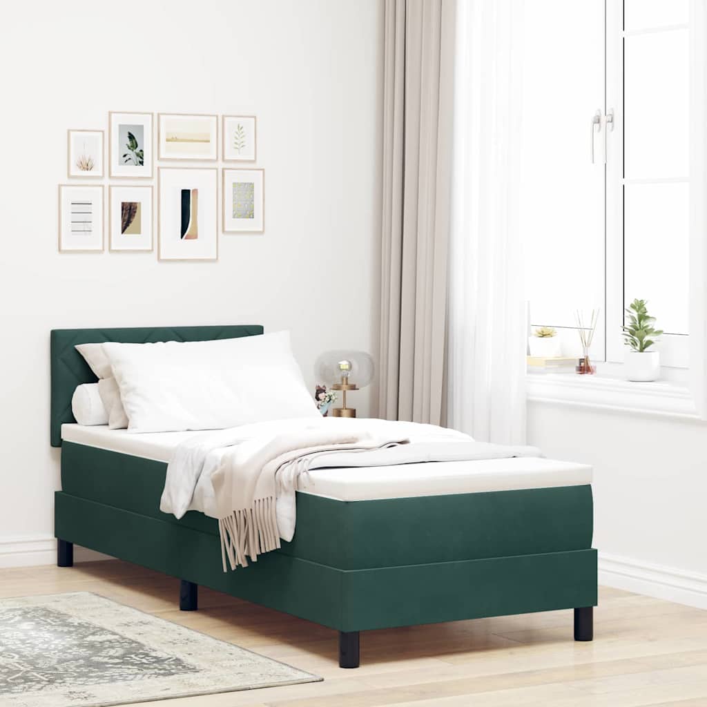 Boxspringbett mit Kopfteil Dunkelgrün 80 x 200 cm Samt