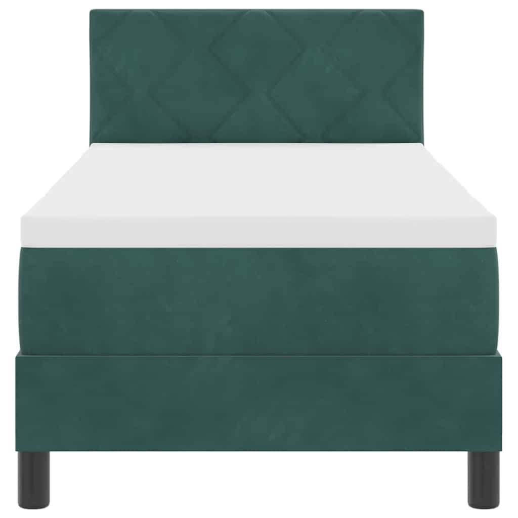 Boxspringbett mit Kopfteil Dunkelgrün 80 x 200 cm Samt