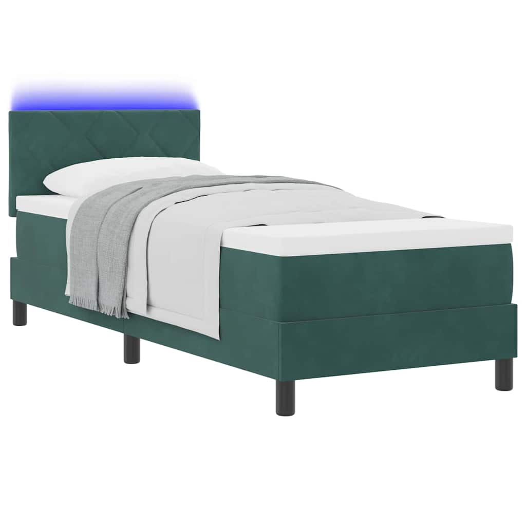 Boxspringbett mit Kopfteil Dunkelgrün 80 x 200 cm Samt