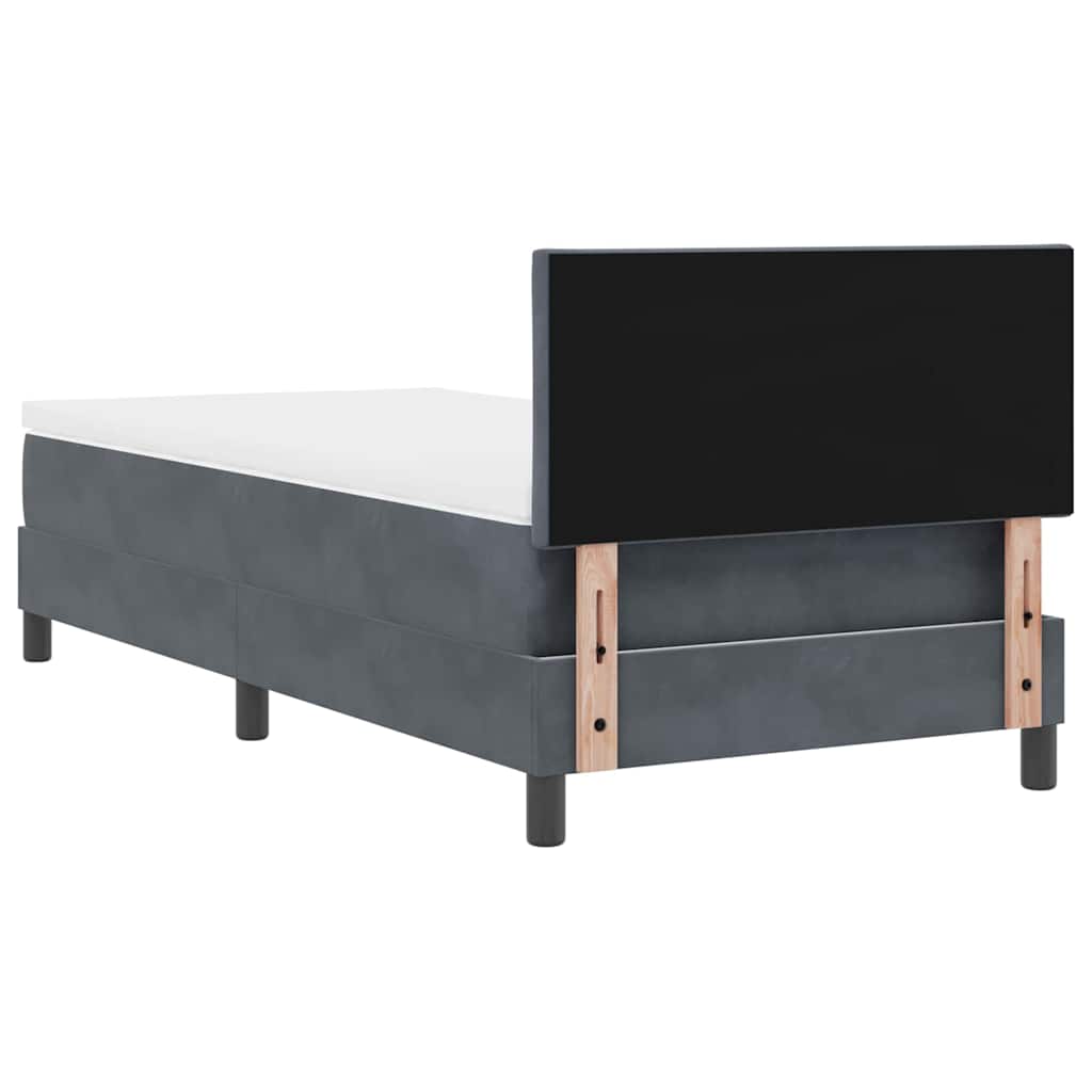 LED Boxspringbett mit Kopfteil Dunkelgrau 90 x 190 cm Samt