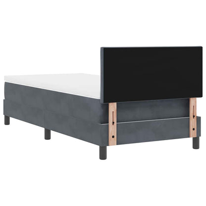 LED Boxspringbett mit Kopfteil Dunkelgrau 90 x 190 cm Samt