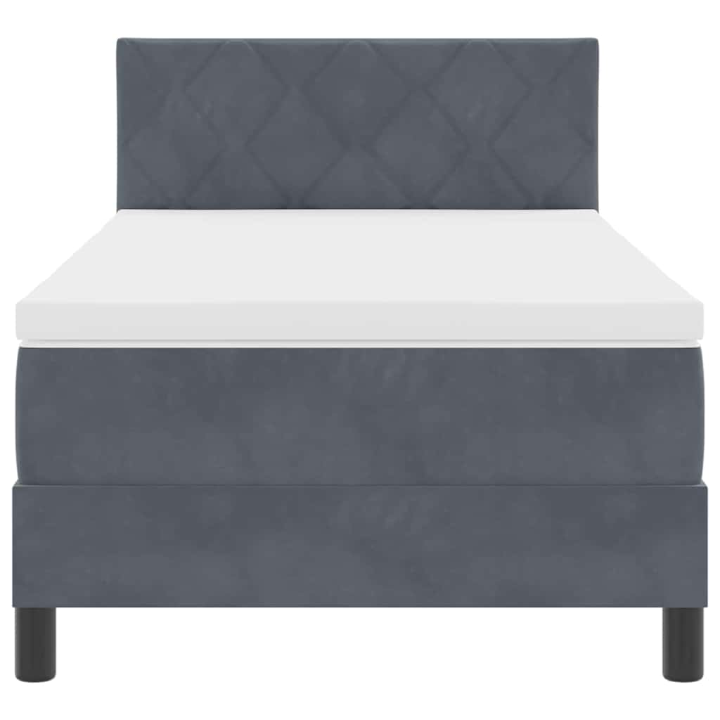 LED Boxspringbett mit Kopfteil Dunkelgrau 90 x 190 cm Samt