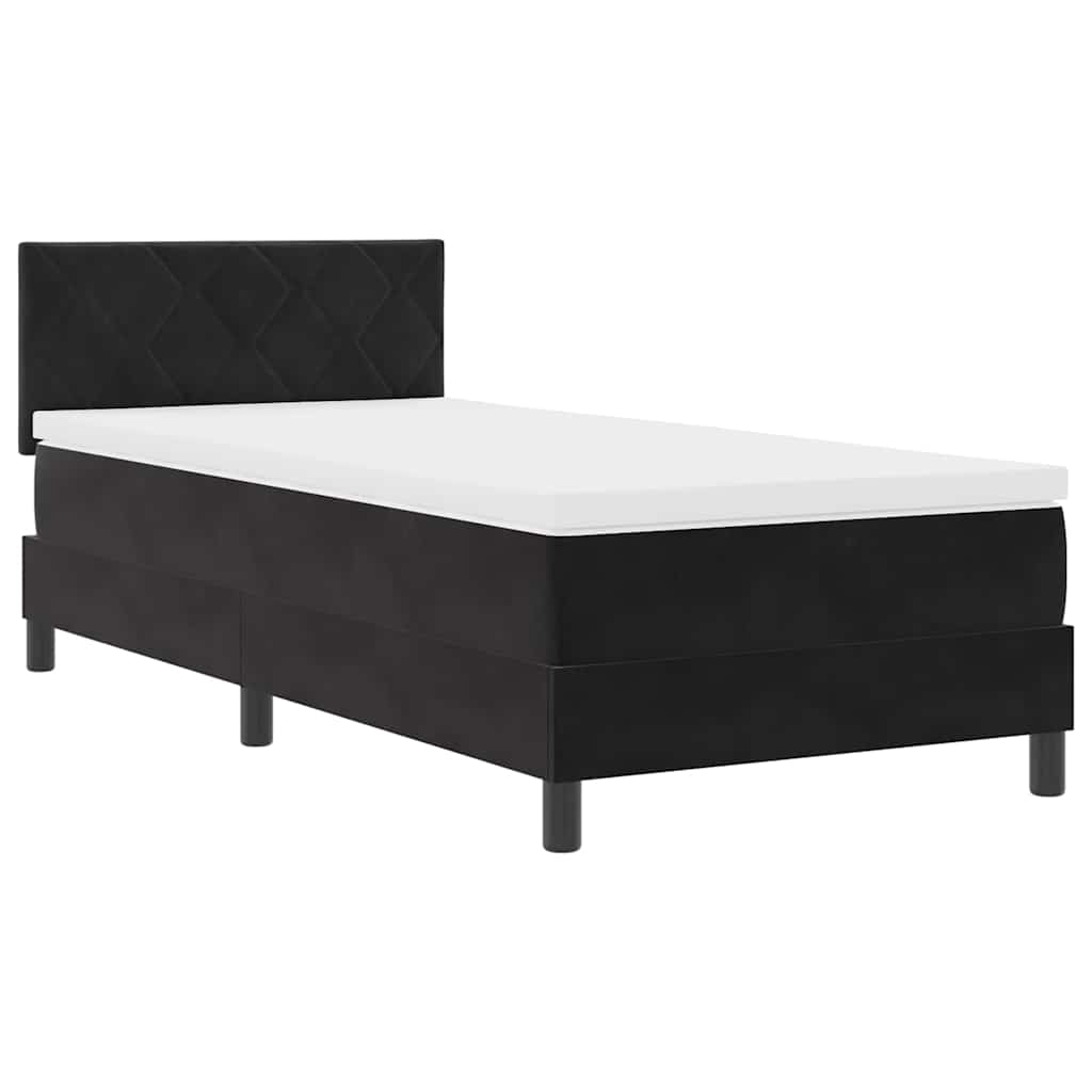 LED Boxspringbett mit Kopfteil Schwarz 90 x 190 cm Samt
