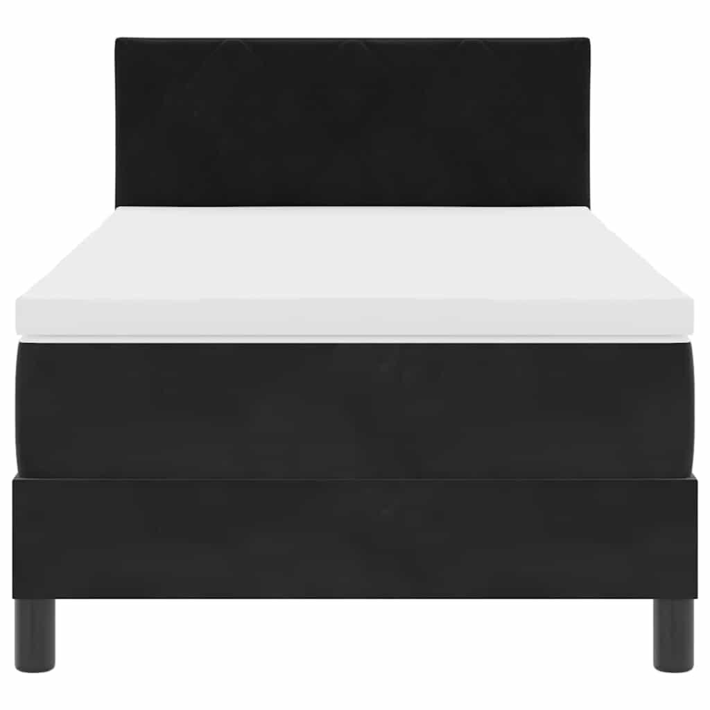 LED Boxspringbett mit Kopfteil Schwarz 90 x 190 cm Samt