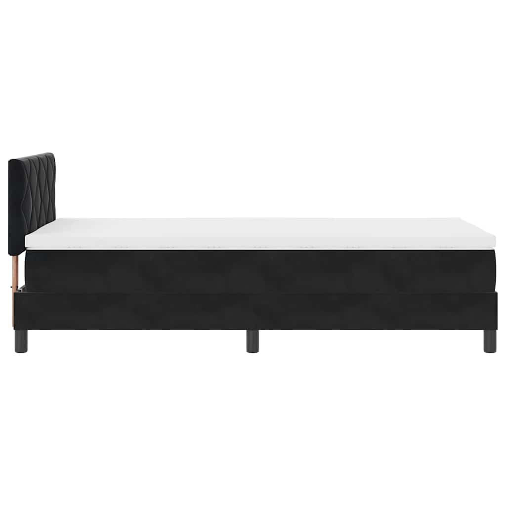 LED Boxspringbett mit Kopfteil Schwarz 90 x 190 cm Samt