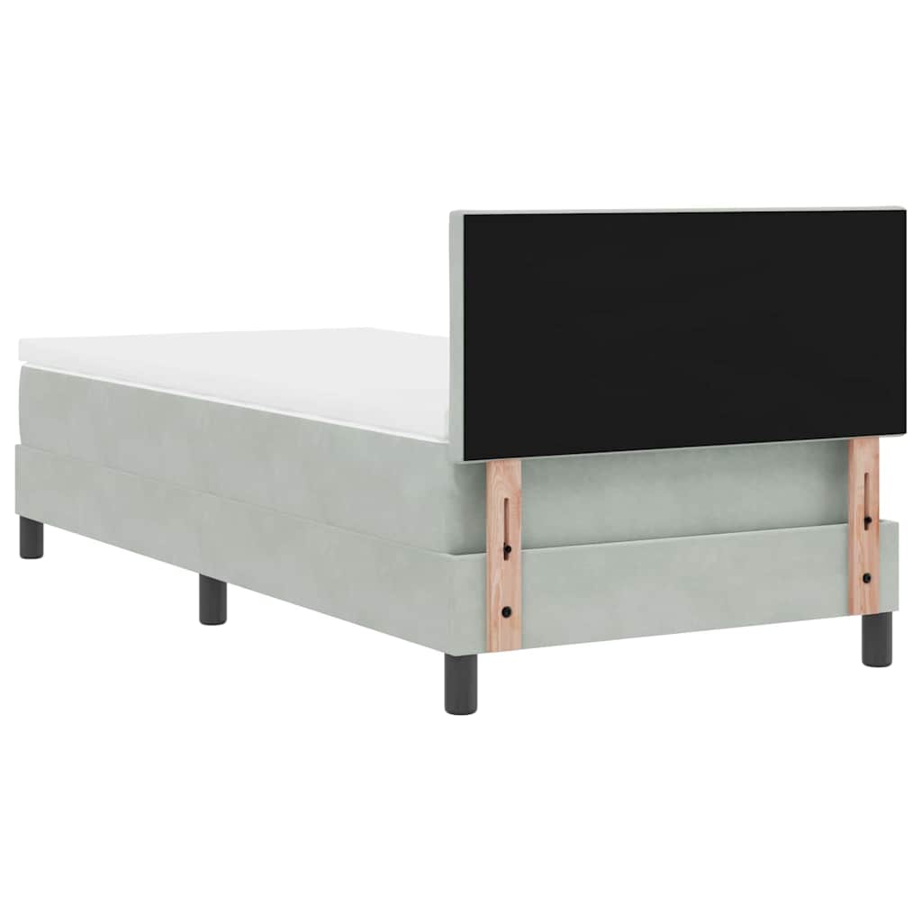 LED Boxspringbett mit Kopfteil Hellgrau 90 x 200 cm Samt