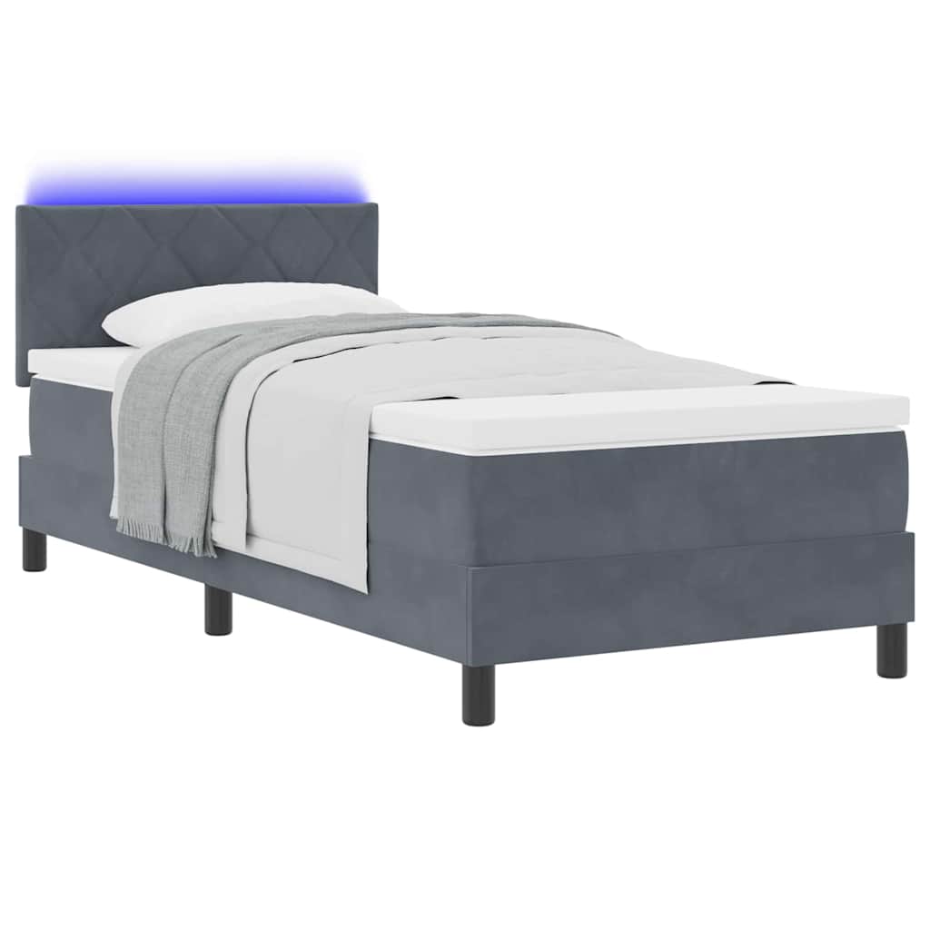 Boxspringbett mit Kopfteil Dunkelgrau 90 x 200 cm Samt