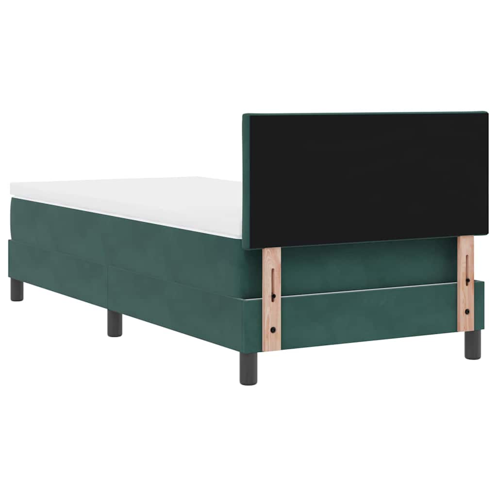 Boxspringbett mit Kopfteil Dunkelgrün 100 x 200 cm Samt