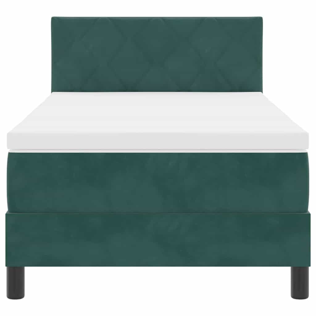 Boxspringbett mit Kopfteil Dunkelgrün 100 x 200 cm Samt