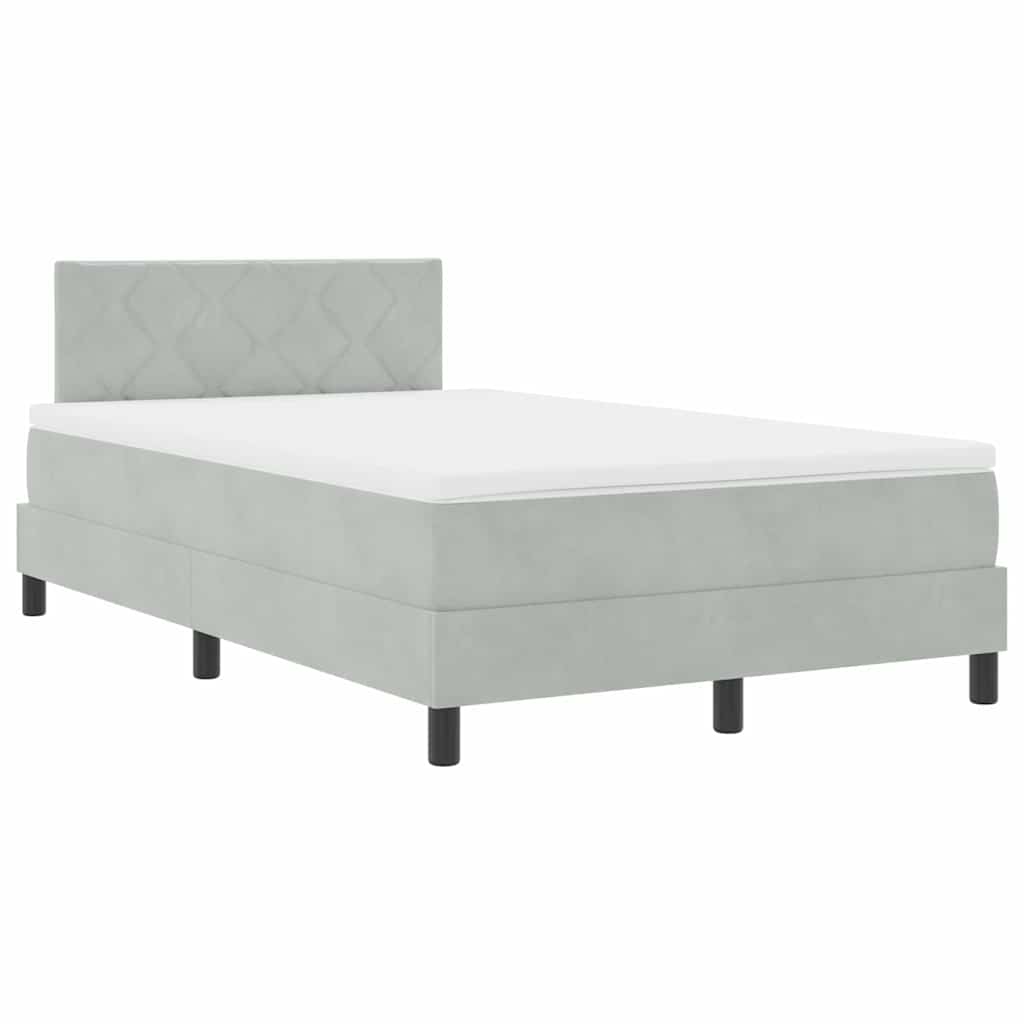 Boxspringbett mit Kopfteil Hellgrau 120 x 190 cm Samt