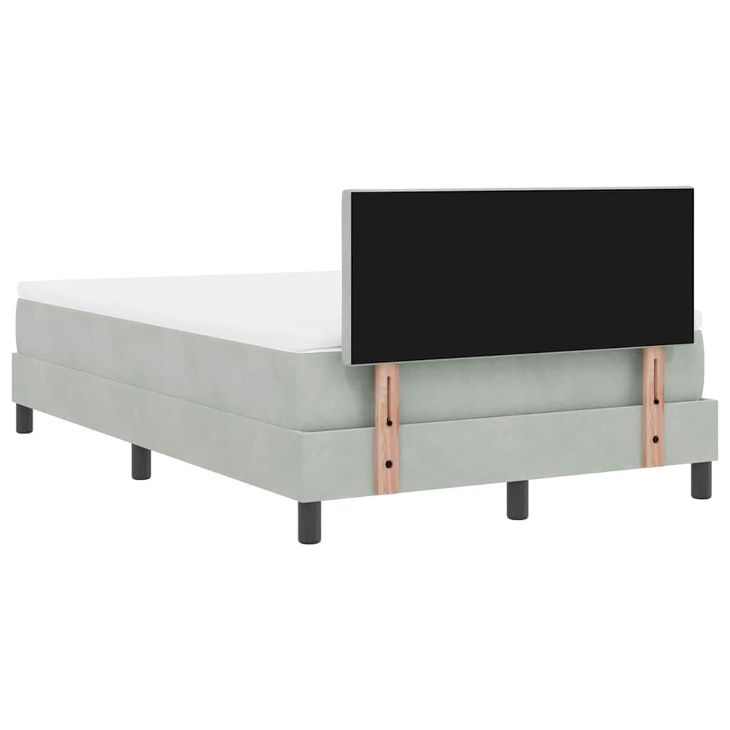 Boxspringbett mit Kopfteil Hellgrau 120 x 190 cm Samt