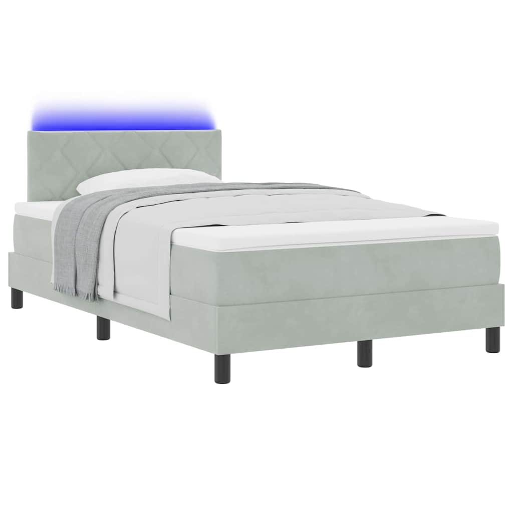 Boxspringbett mit Kopfteil Hellgrau 120 x 190 cm Samt