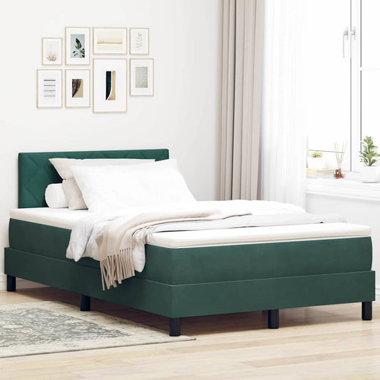 Boxspringbett mit Kopfteil Dunkelgrün 120 x 190 cm Samt