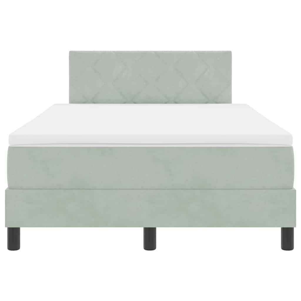 Boxspringbett mit Kopfteil Hellgrau 120 x 200 cm Samt