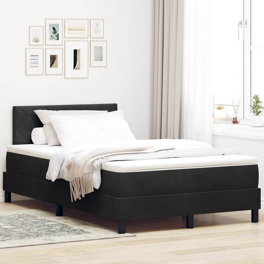 Boxspringbett mit Kopfteil Schwarz 120 x 200 cm Samt