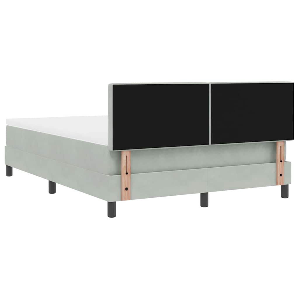 LED Boxspringbett mit Kopfteil Hellgrau 140 x 190 cm Samt