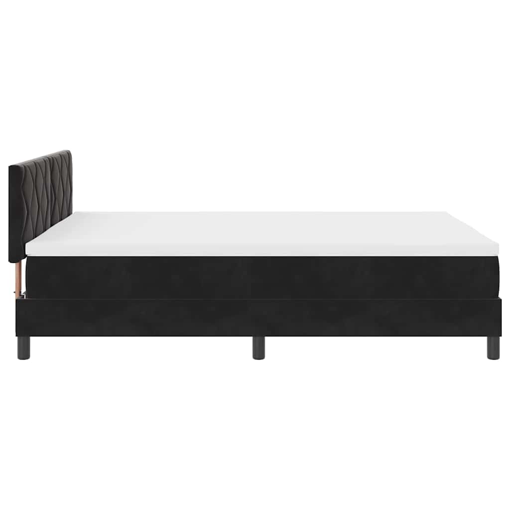 LED Boxspringbett mit Kopfteil Schwarz 140 x 190 cm Samt