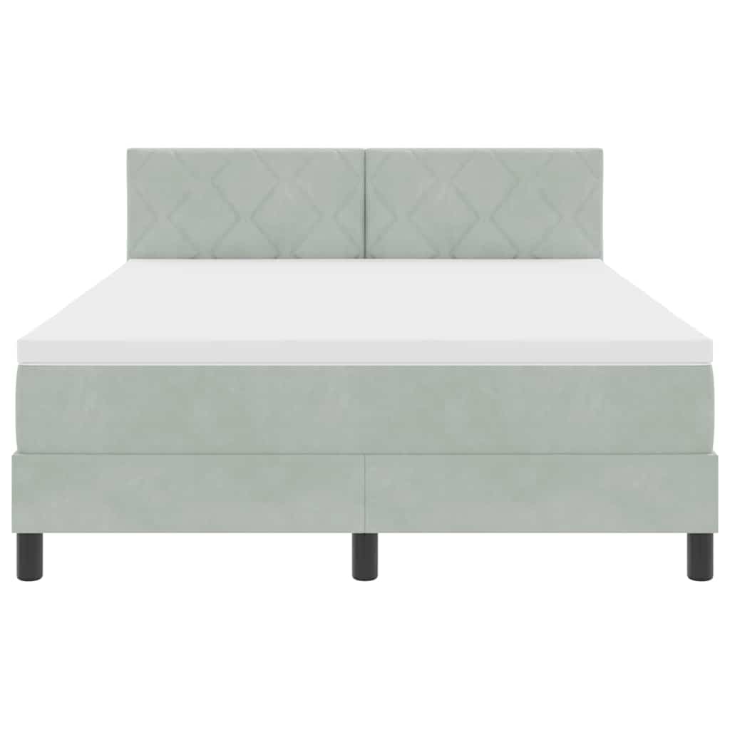 Boxspringbett mit Kopfteil Hellgrau 140 x 200 cm Samt