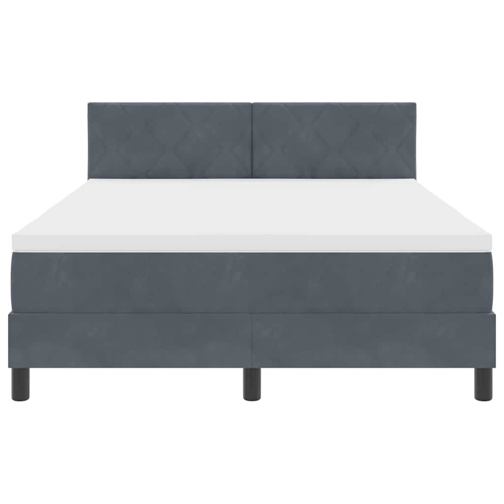 Boxspringbett mit Kopfteil Dunkelgrau 140 x 200 cm Samt