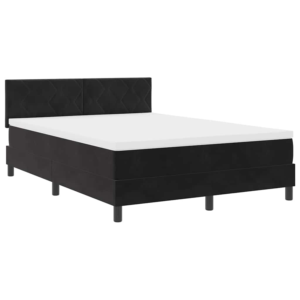 LED Boxspringbett mit Kopfteil Schwarz 160 x 200 cm Samt