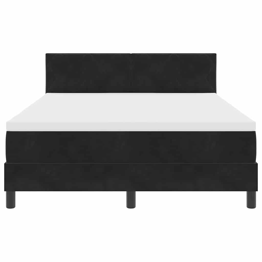 LED Boxspringbett mit Kopfteil Schwarz 160 x 200 cm Samt