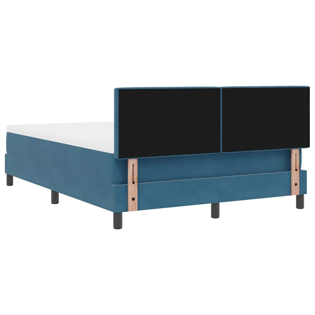LED Boxspringbett mit Kopfteil Dunkelblau 160 x 200 cm Samt