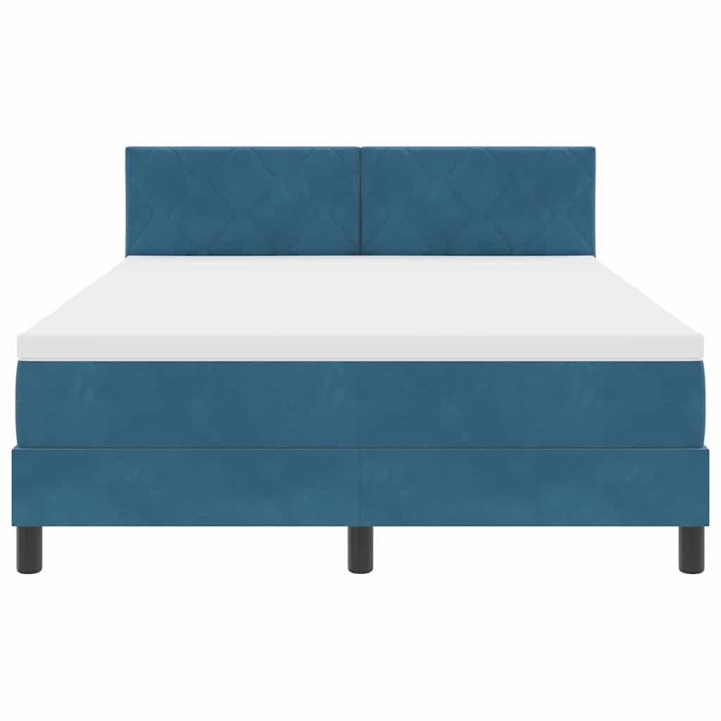 LED Boxspringbett mit Kopfteil Dunkelblau 160 x 200 cm Samt