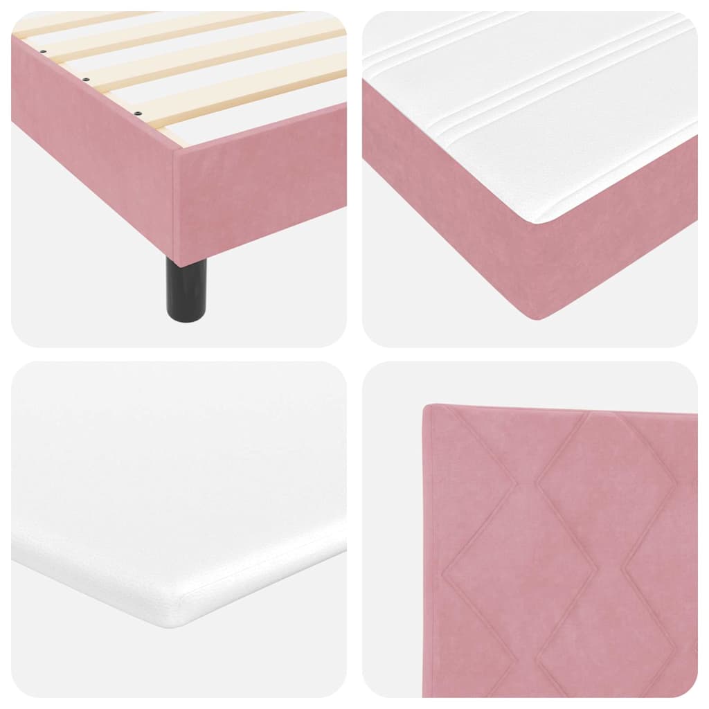 LED Boxspringbett mit Kopfteil Rosa 160 x 200 cm Samt