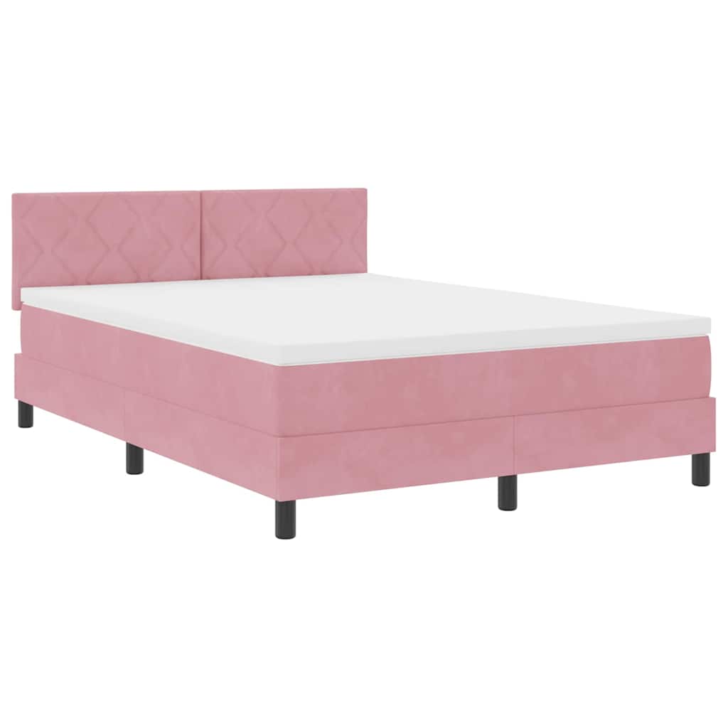 LED Boxspringbett mit Kopfteil Rosa 160 x 200 cm Samt