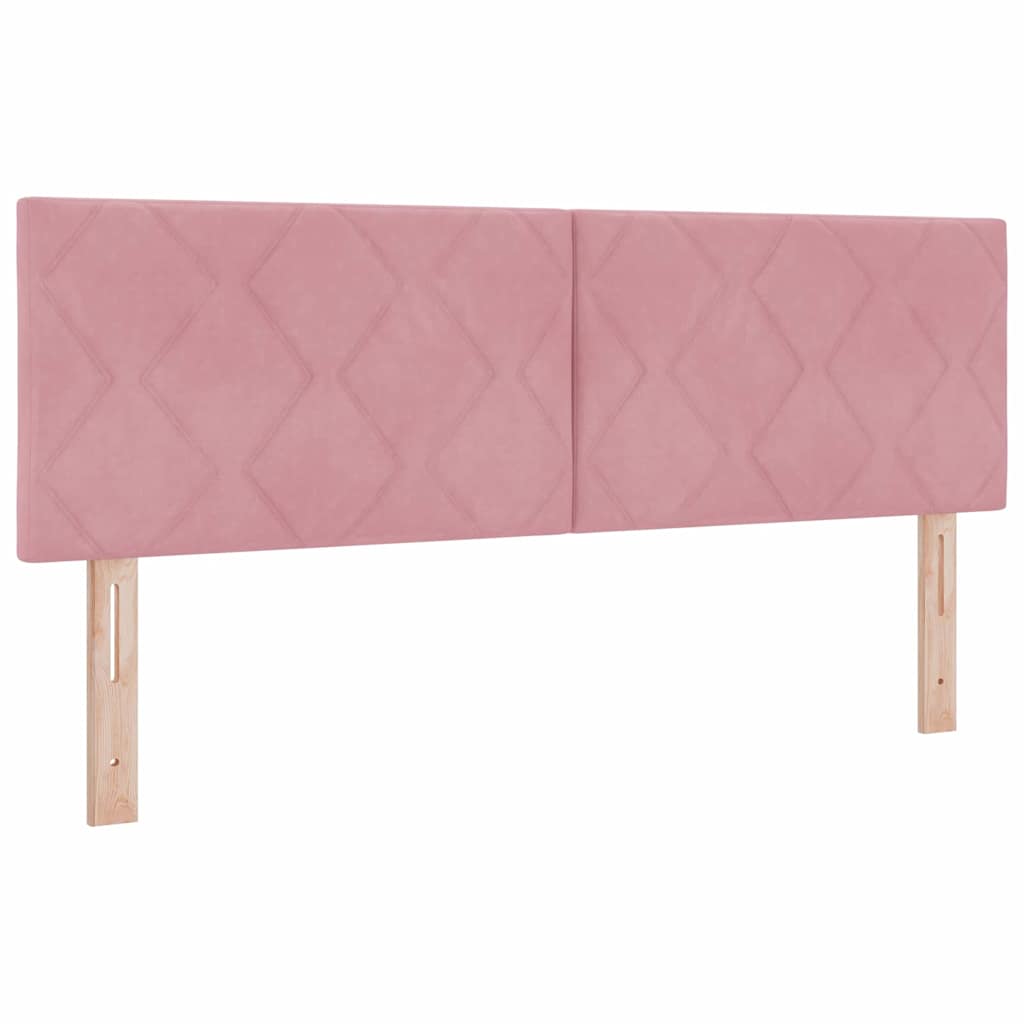 LED Boxspringbett mit Kopfteil Rosa 160 x 200 cm Samt