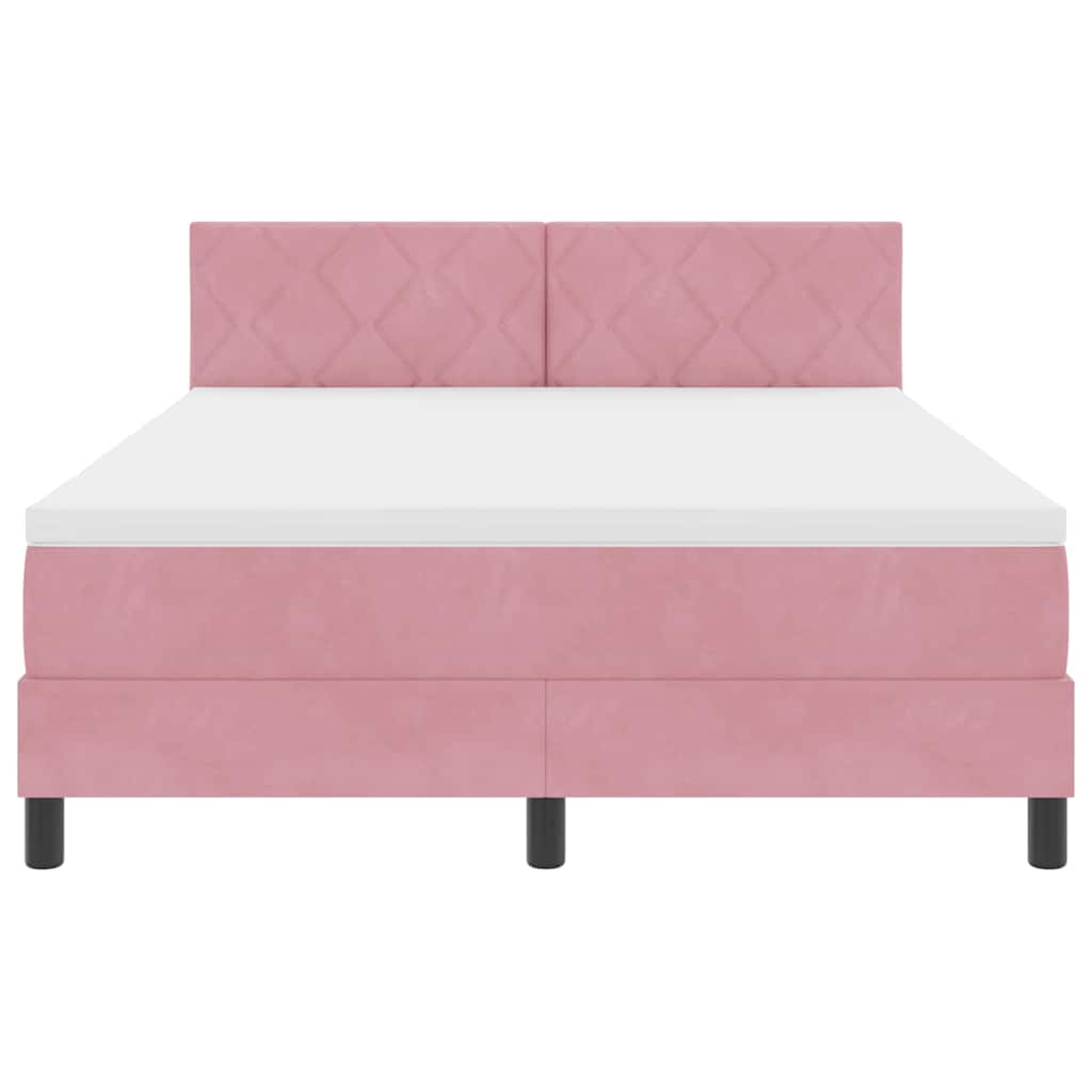 LED Boxspringbett mit Kopfteil Rosa 160 x 200 cm Samt