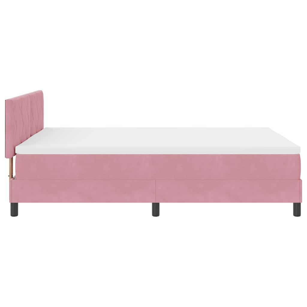 LED Boxspringbett mit Kopfteil Rosa 160 x 200 cm Samt