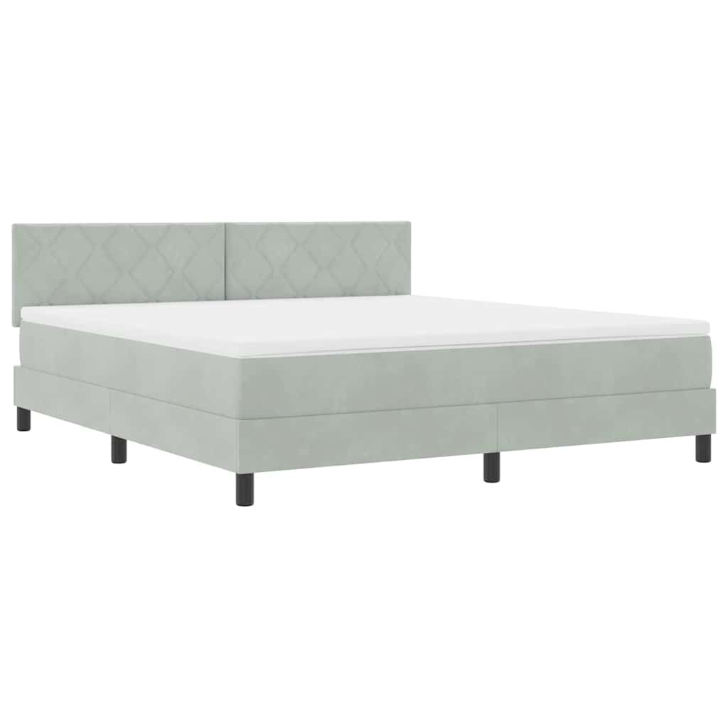 LED Boxspringbett mit Kopfteil Hellgrau 180 x 200 cm Samt