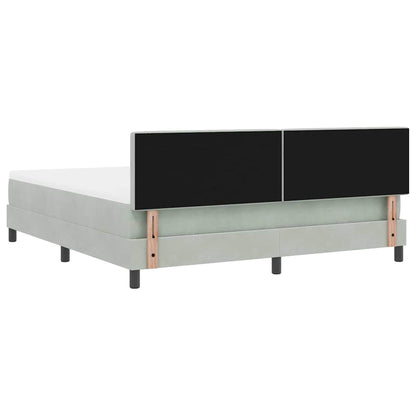 LED Boxspringbett mit Kopfteil Hellgrau 180 x 200 cm Samt