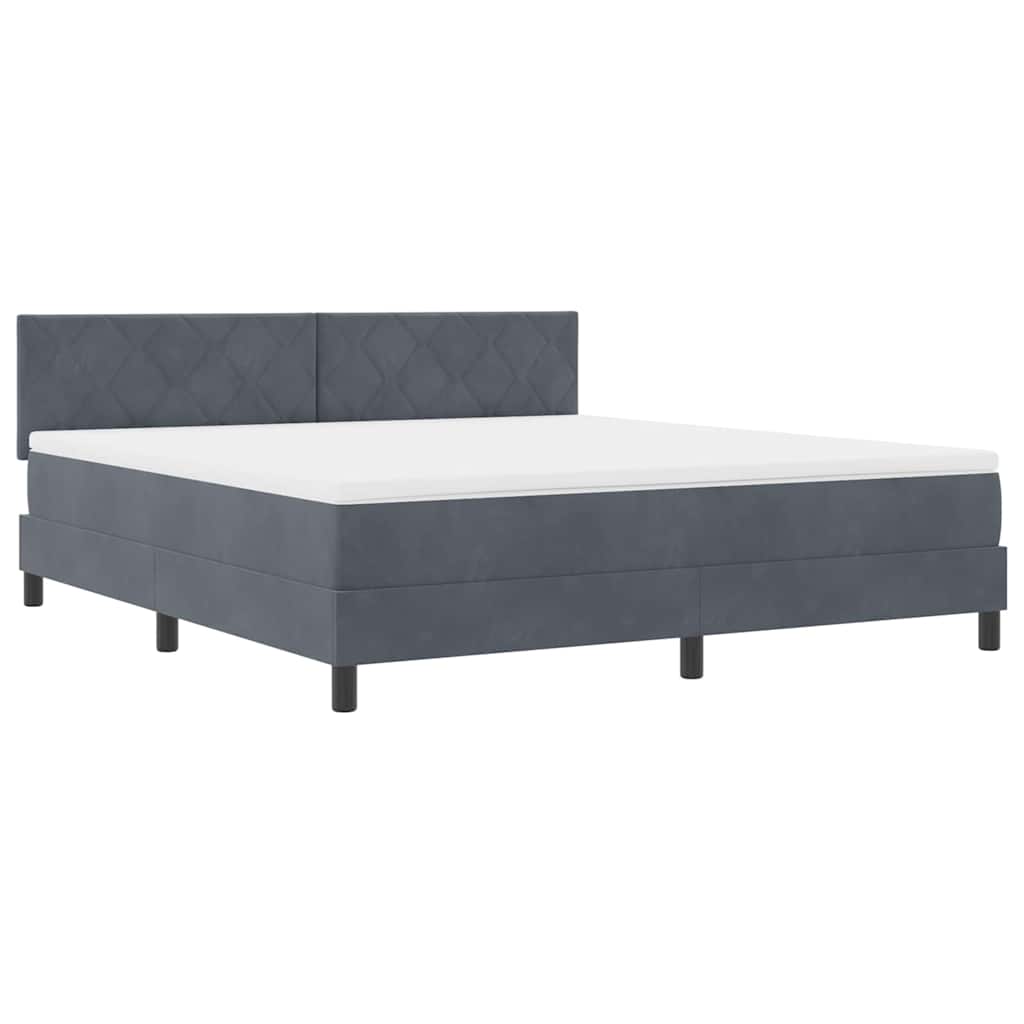 LED Boxspringbett mit Kopfteil Dunkelgrau 180 x 200 cm Samt